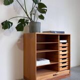 Vintage tambour cabinet - archive in oak