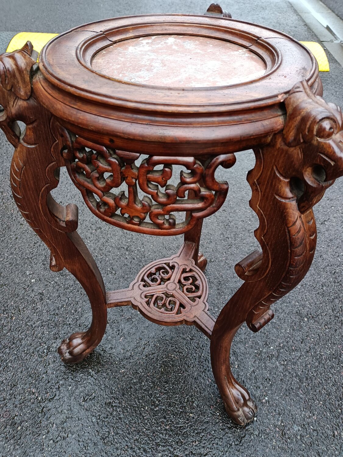 Sellette ancienne table d'appoint plateau marbre