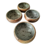 4 glazed pyrite stoneware bowls from the 70s