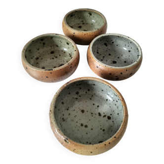 4 glazed pyrite stoneware bowls from the 70s