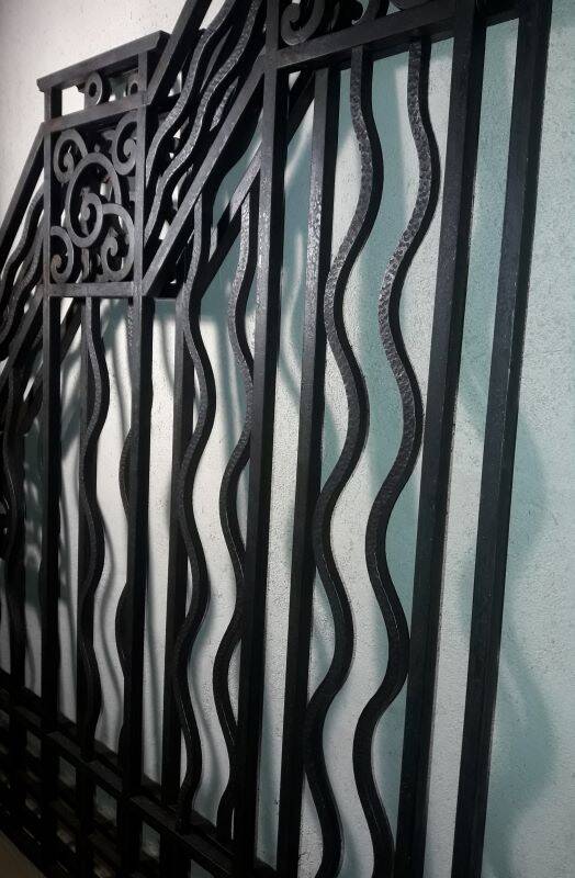 Old wrought iron gate and door grilles 20th century Art Deco