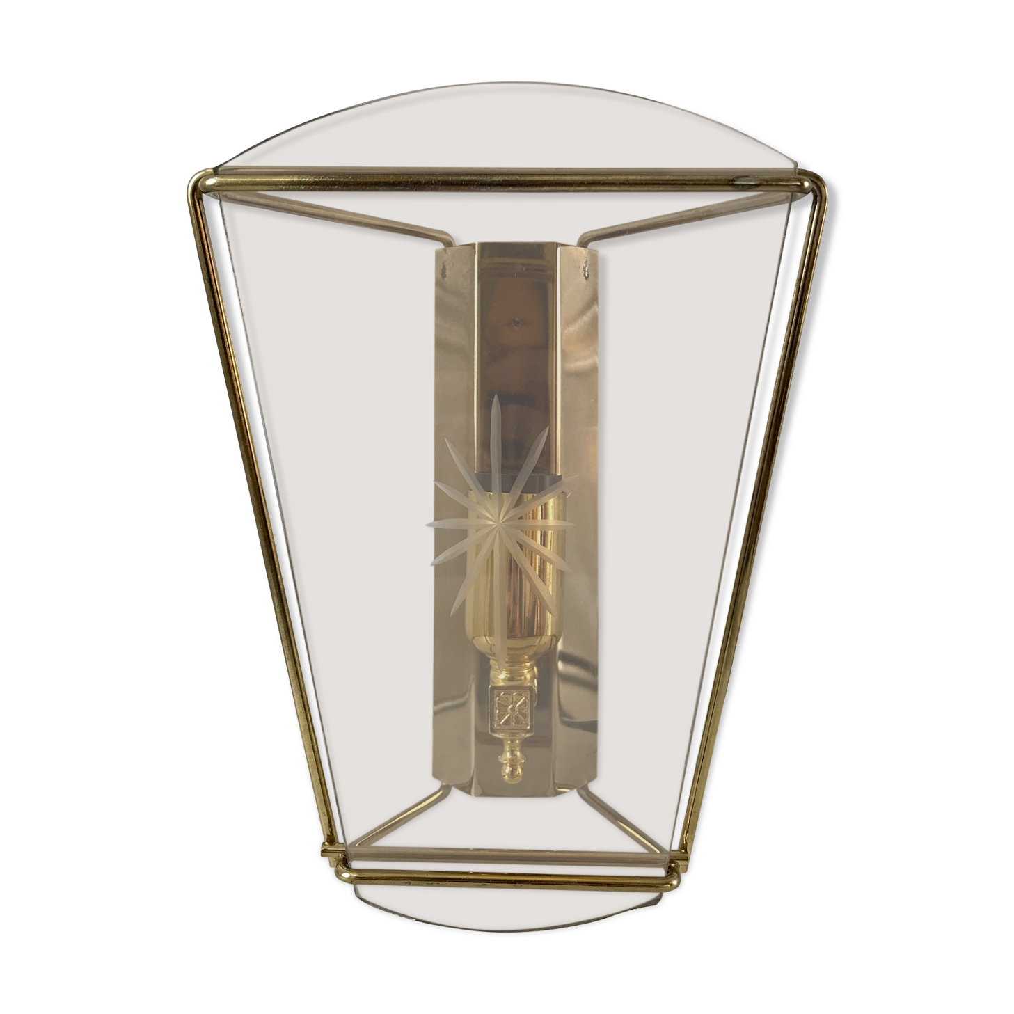 Wall lamp in smoked glass and golden metal 60s