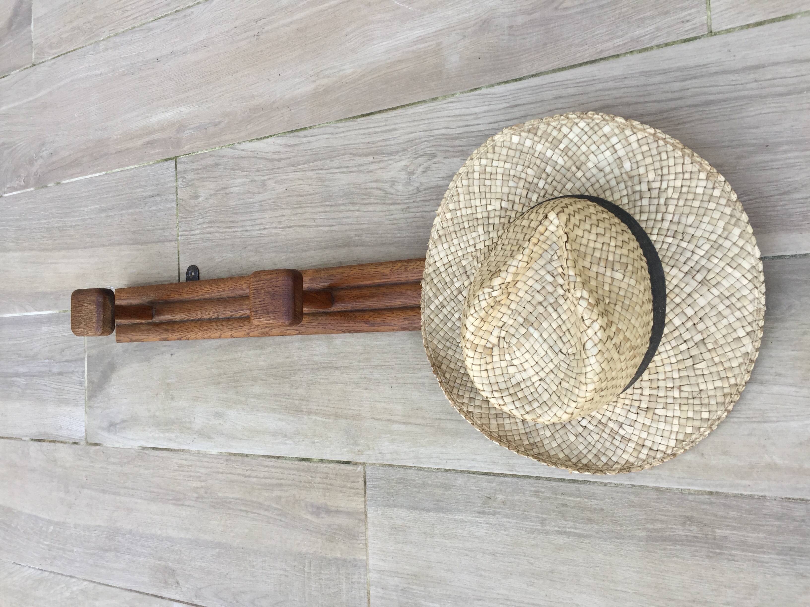 VINTAGE Geometric Solid Oak COAT RACK