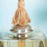 Japandi suspended glass lamp, vintage cubic bohemian glass lamp.