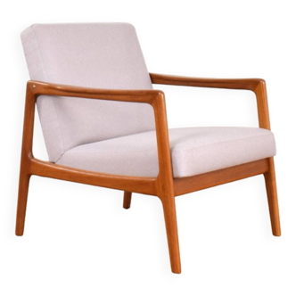 Fauteuil lounge vintage en teck par Alf Svensson pour Dux, Suède, 1960.