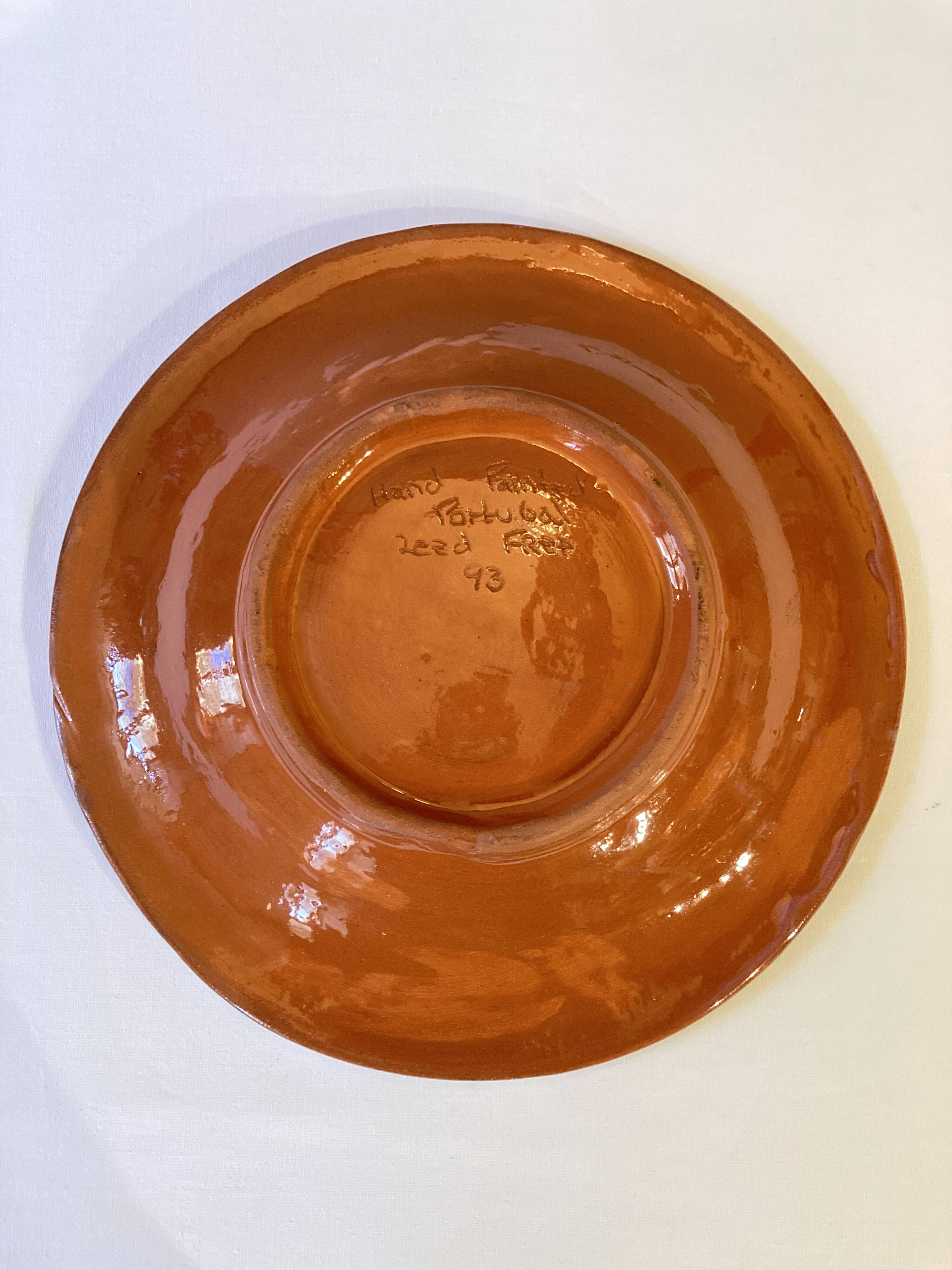 Hand-painted Portuguese ceramic dish, signed, 1993