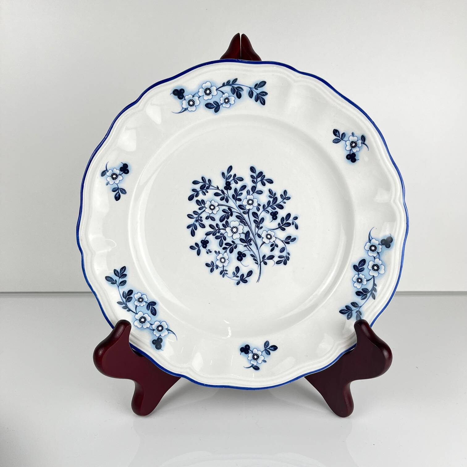 6 assiettes à dessert Fleurs bleues, KG Lunéville