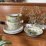 Set of two Keraluc Quimper cups and saucers