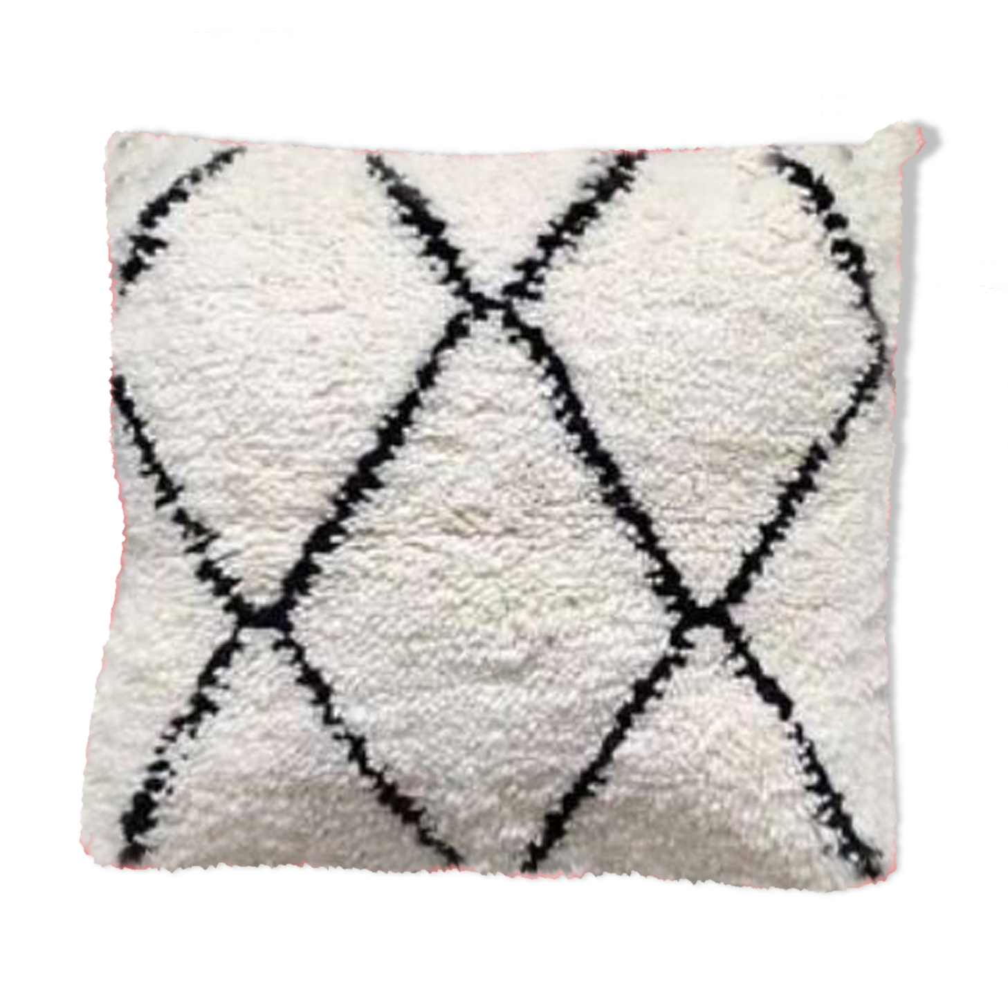 Coussin Marocain En Laine Blanc Et Noir Selency