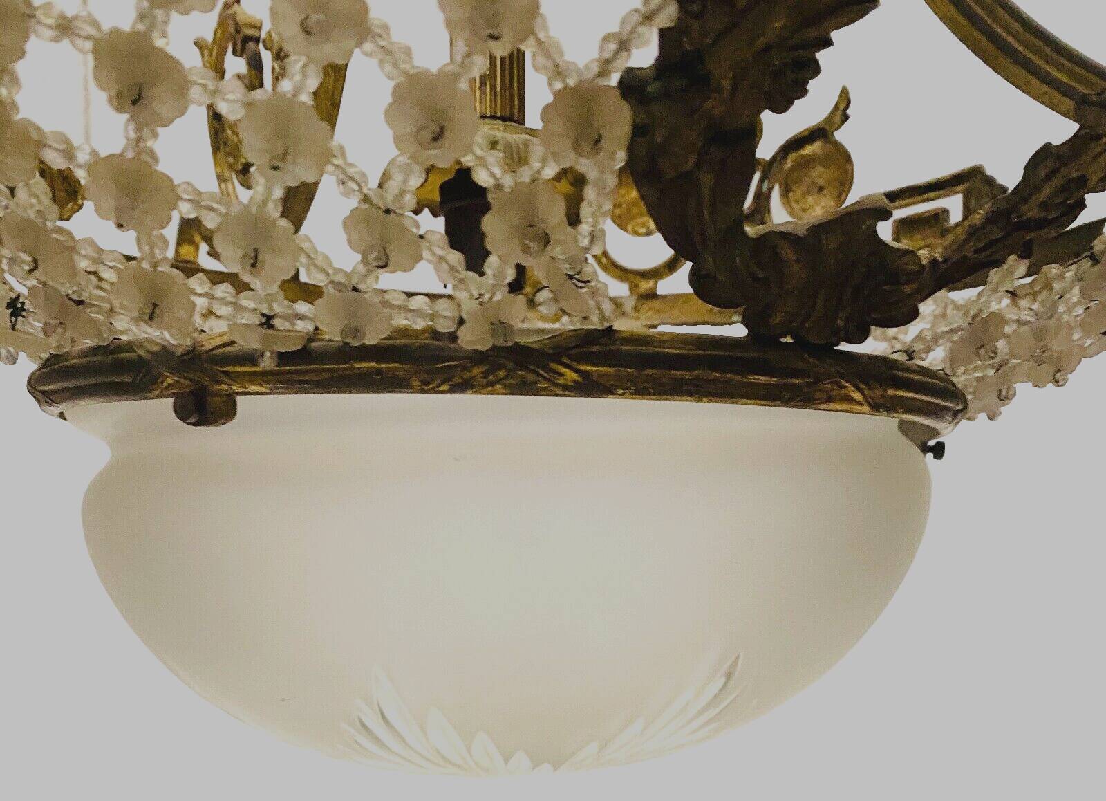 Louis XV style chandelier in bronze and frosted glass 20th century