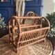Vintage magazine holder in rattan