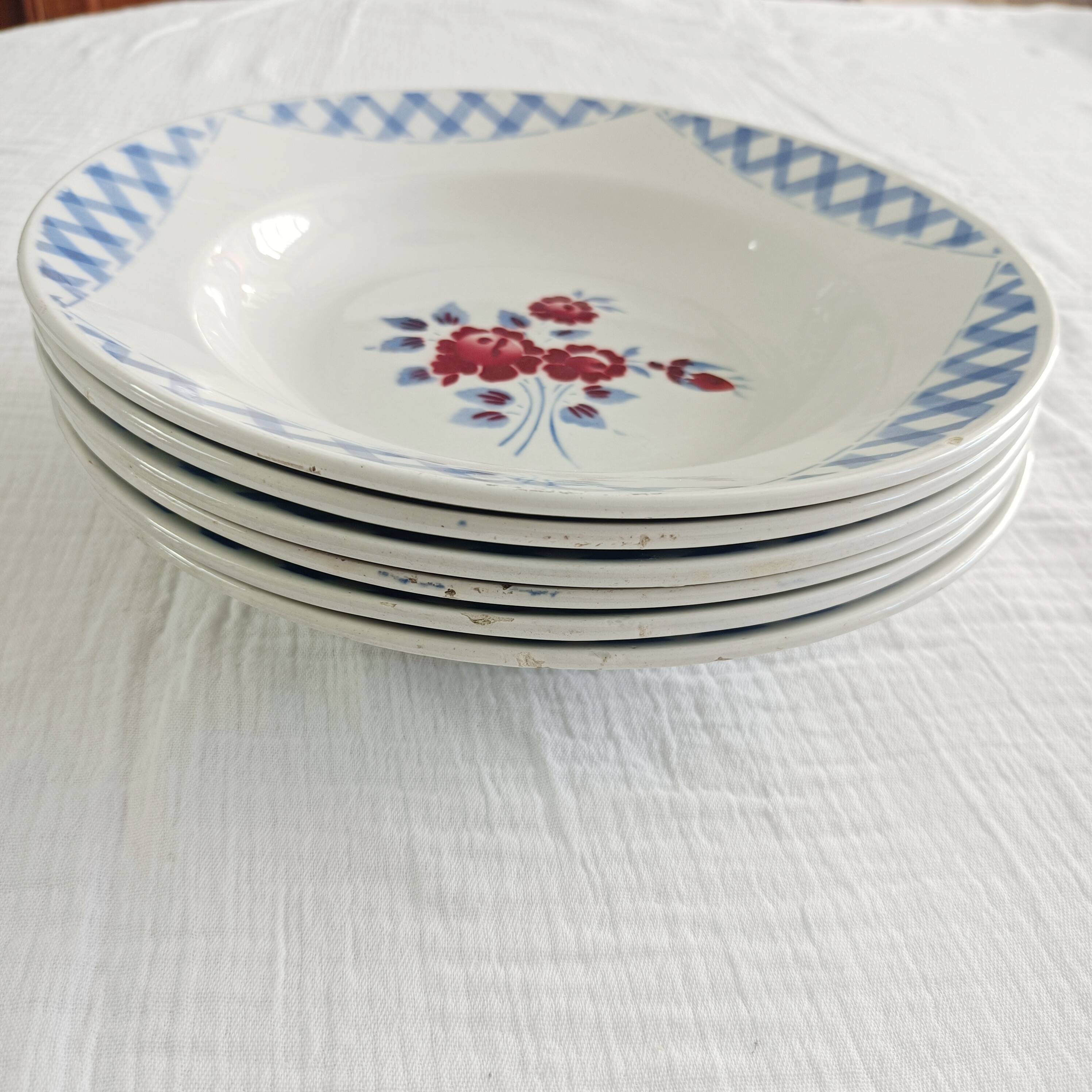 Set of 6 Lunéville K&G soup plates, Henri decor