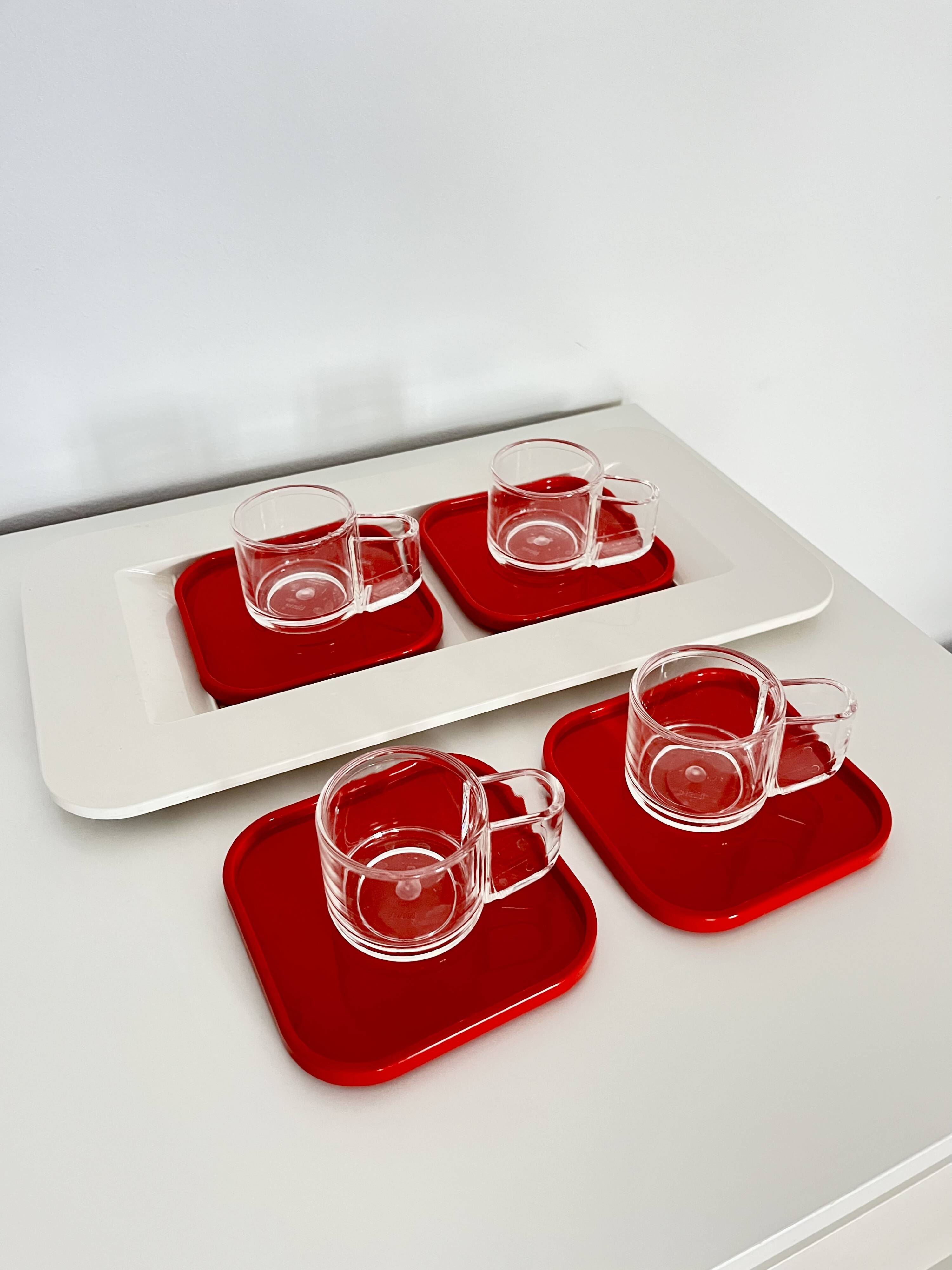 Vintage space age Set Espresso Cups, saucers and tray, Biesse, Italy, 70s