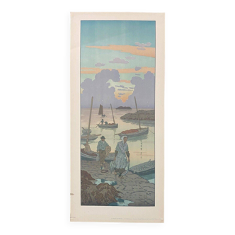 Lithographie par Henri Rivière Le crépuscule