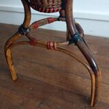 Cache pot in rattan and vintage scoubidou