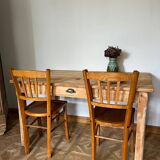 Raw wood farmhouse table