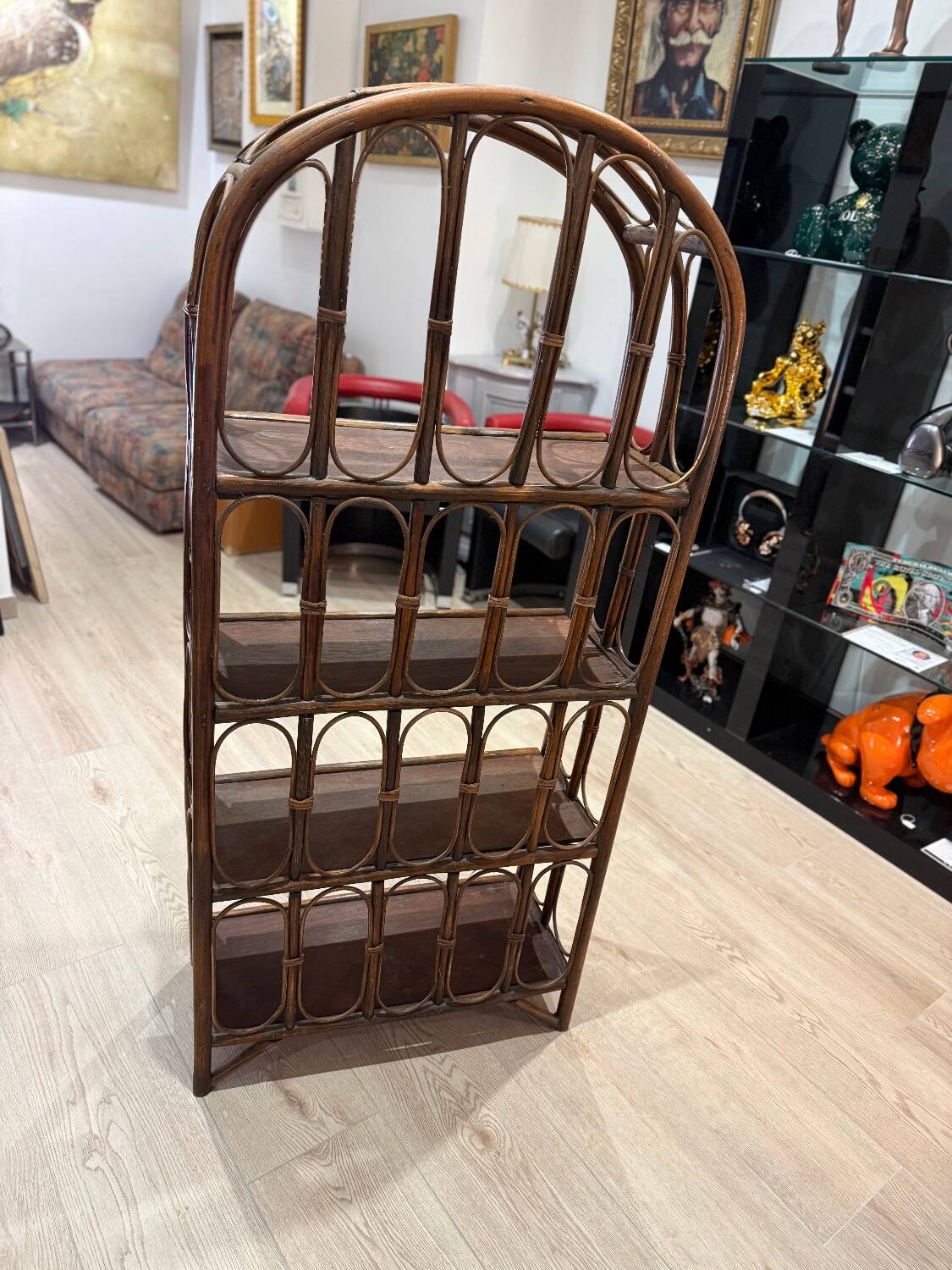 Étagère vintage en rotin - 4 niveaux - Made in Sri Lanka