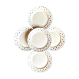 5 dessert plates in white and blue earthenware