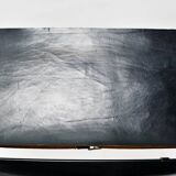 Black modernist design lounge set by Jan van Opzeeland in leather and steel bar, Netherlands, 1980s