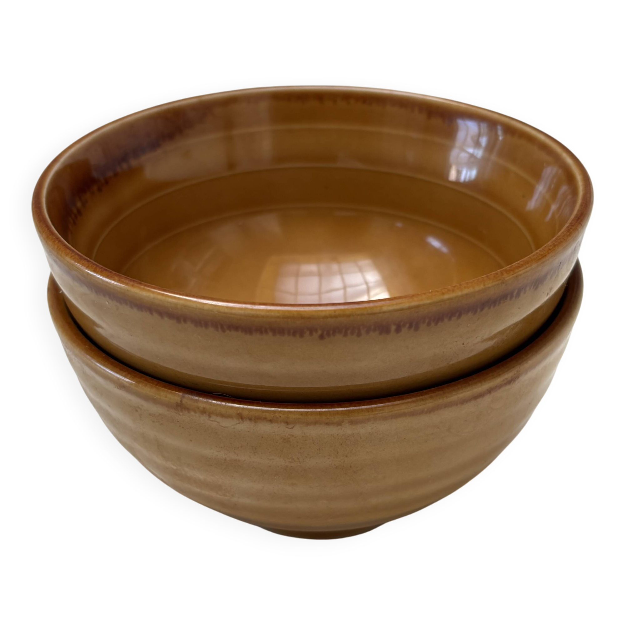 set of 2 small glazed stoneware bowls