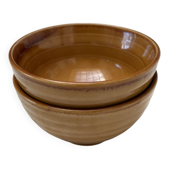 set of 2 small glazed stoneware bowls