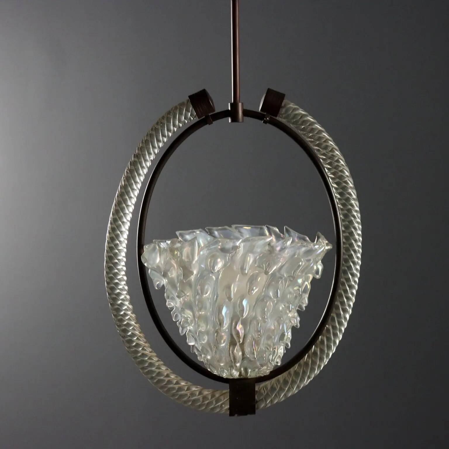 Lustre vintage design en verre de Murano, Italie, années 1940