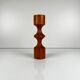Turned wooden candlestick, pine, Midcentury Modern, 1970