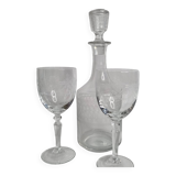 Classic Style Engraved Crystal Carafe and Glasses Set