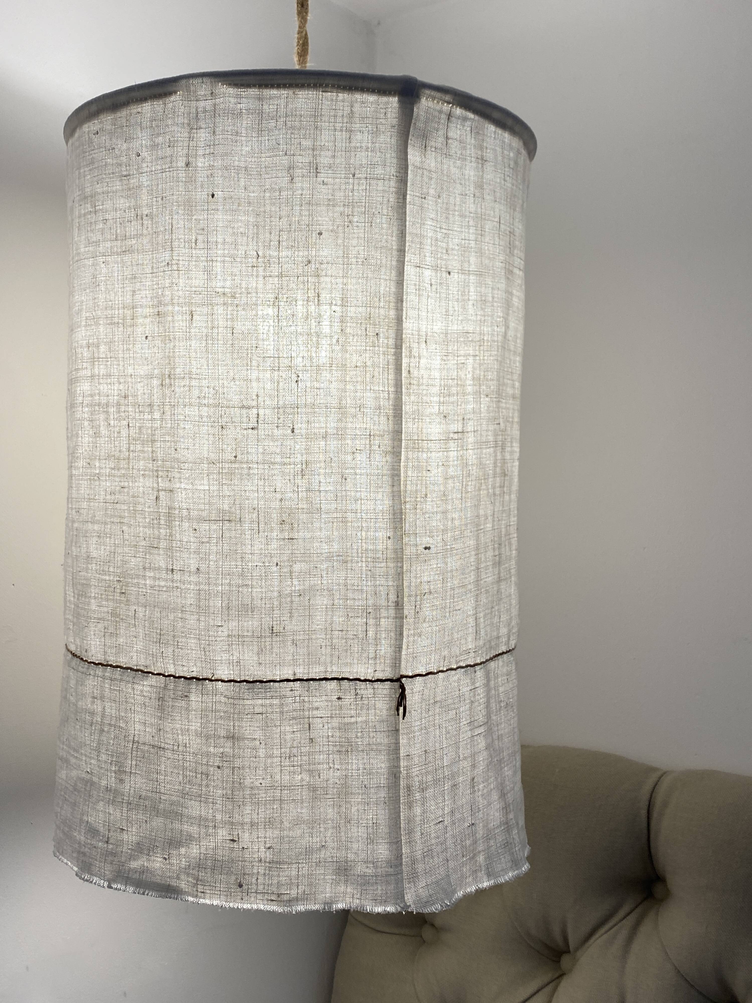 Old linen fabric lampshade suspension