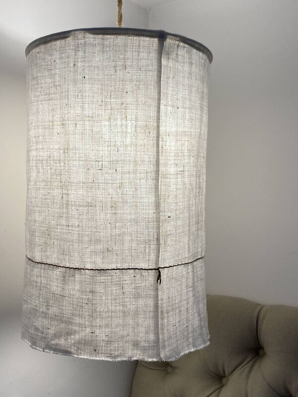 Abat-jour suspension drap ancien en lin
