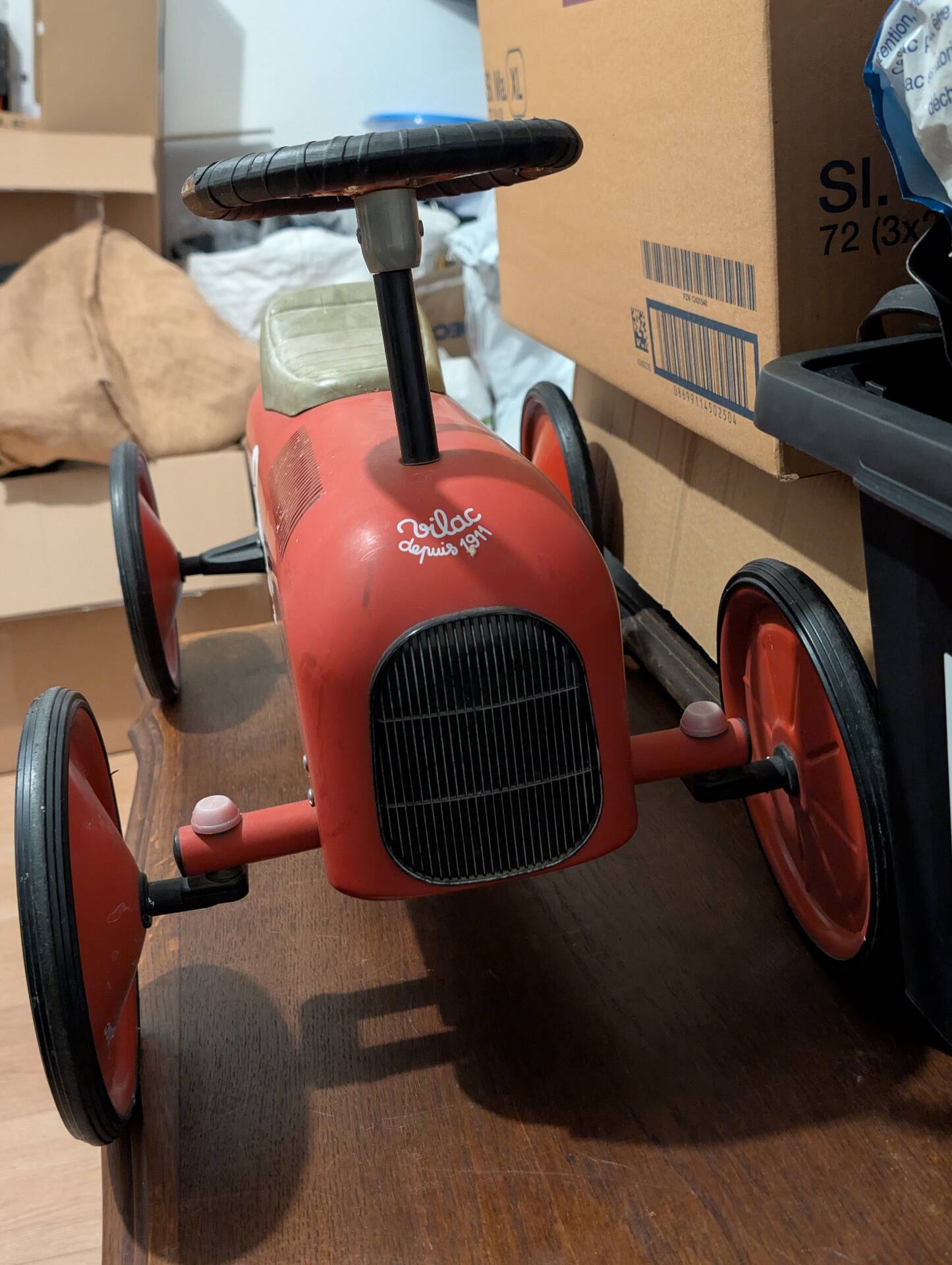 Vintage No. 1 Red Metal Racing Car Carrier - Car
