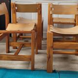 Set of 4 wooden chairs and leather house Regain – 70s