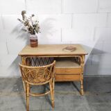 Rattan desk and chair