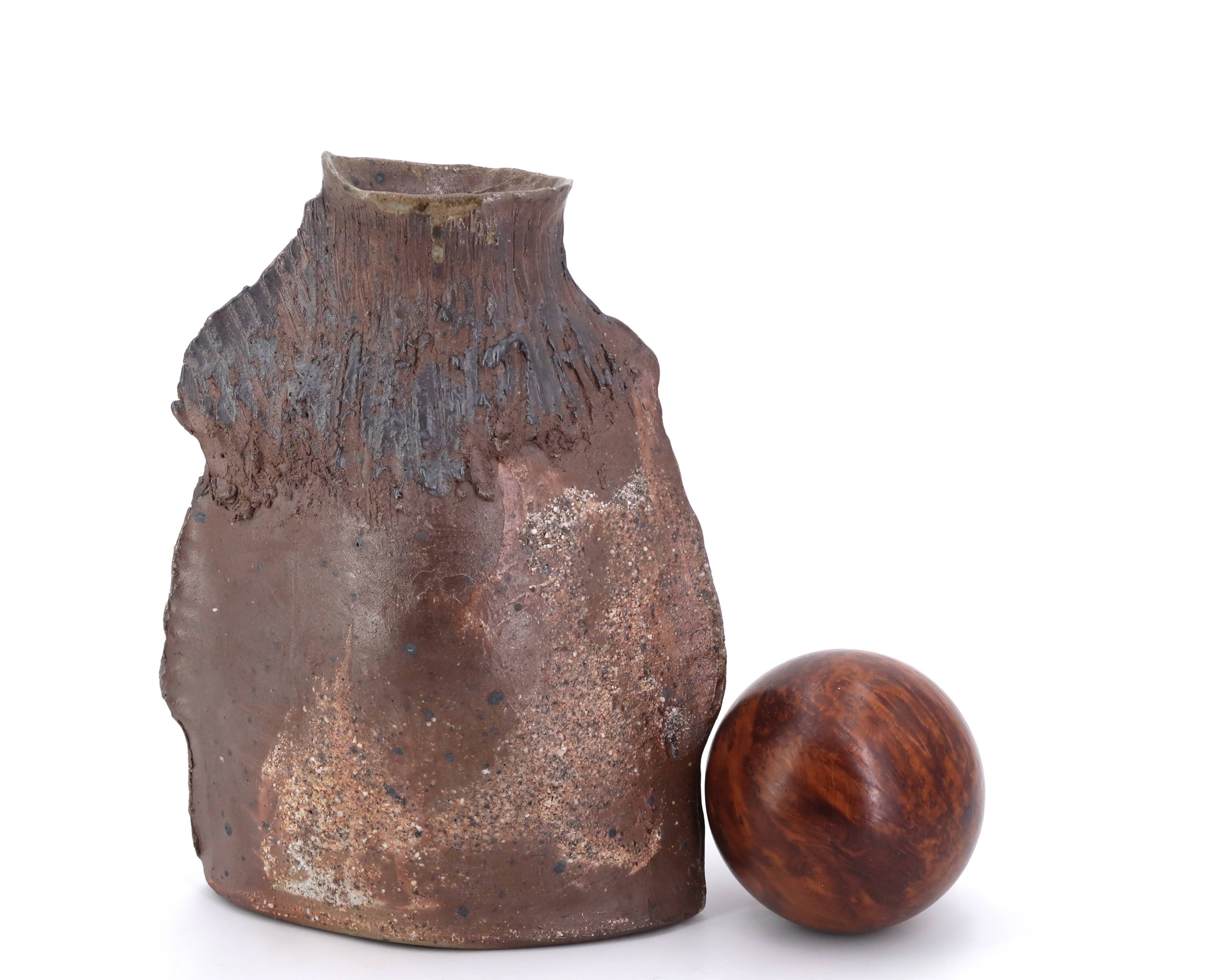 Sculptural sandstone vase by Jean Linard, La Borne