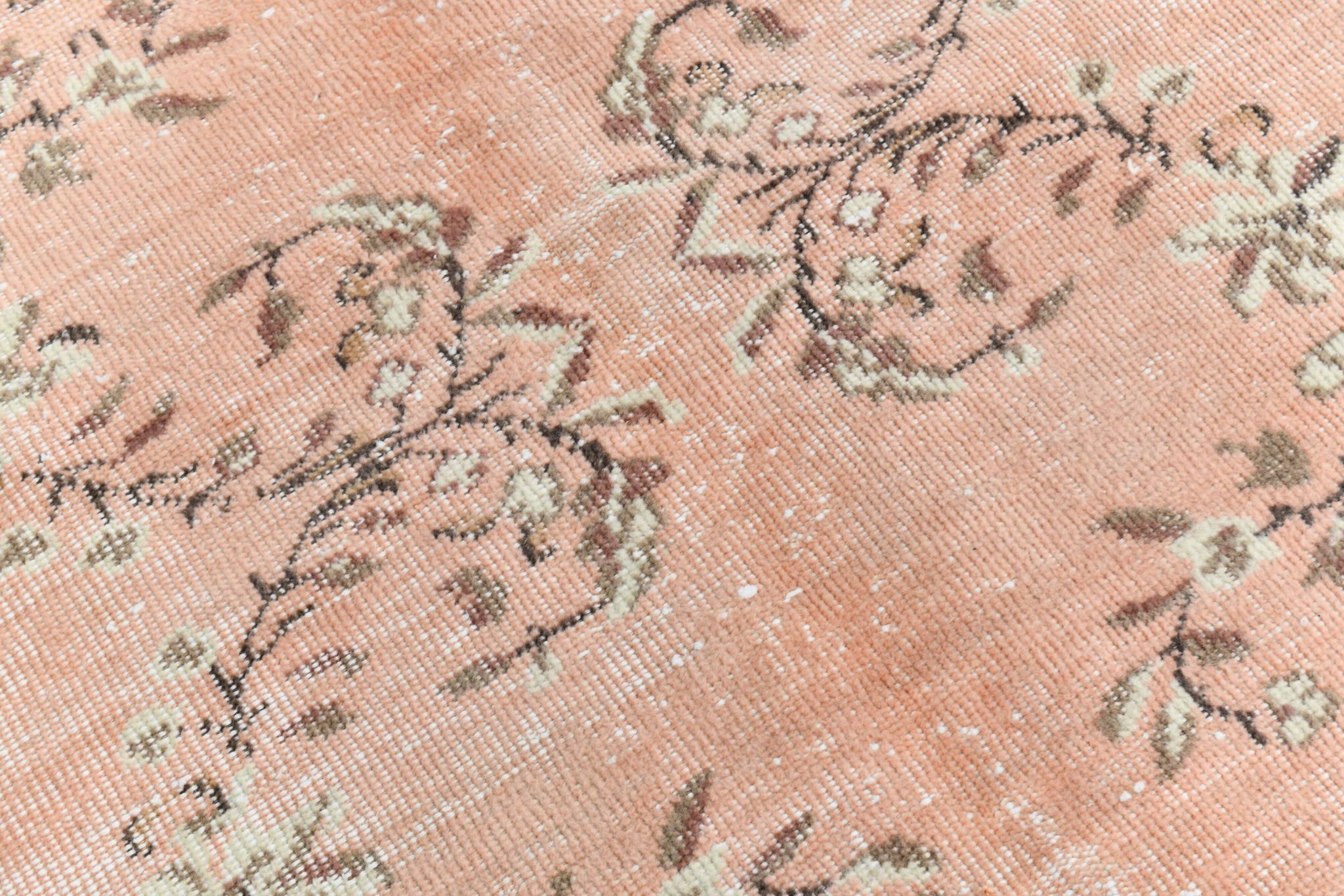 5x8 Vintage Salmon Pink & Brown Old Home Decore Rug