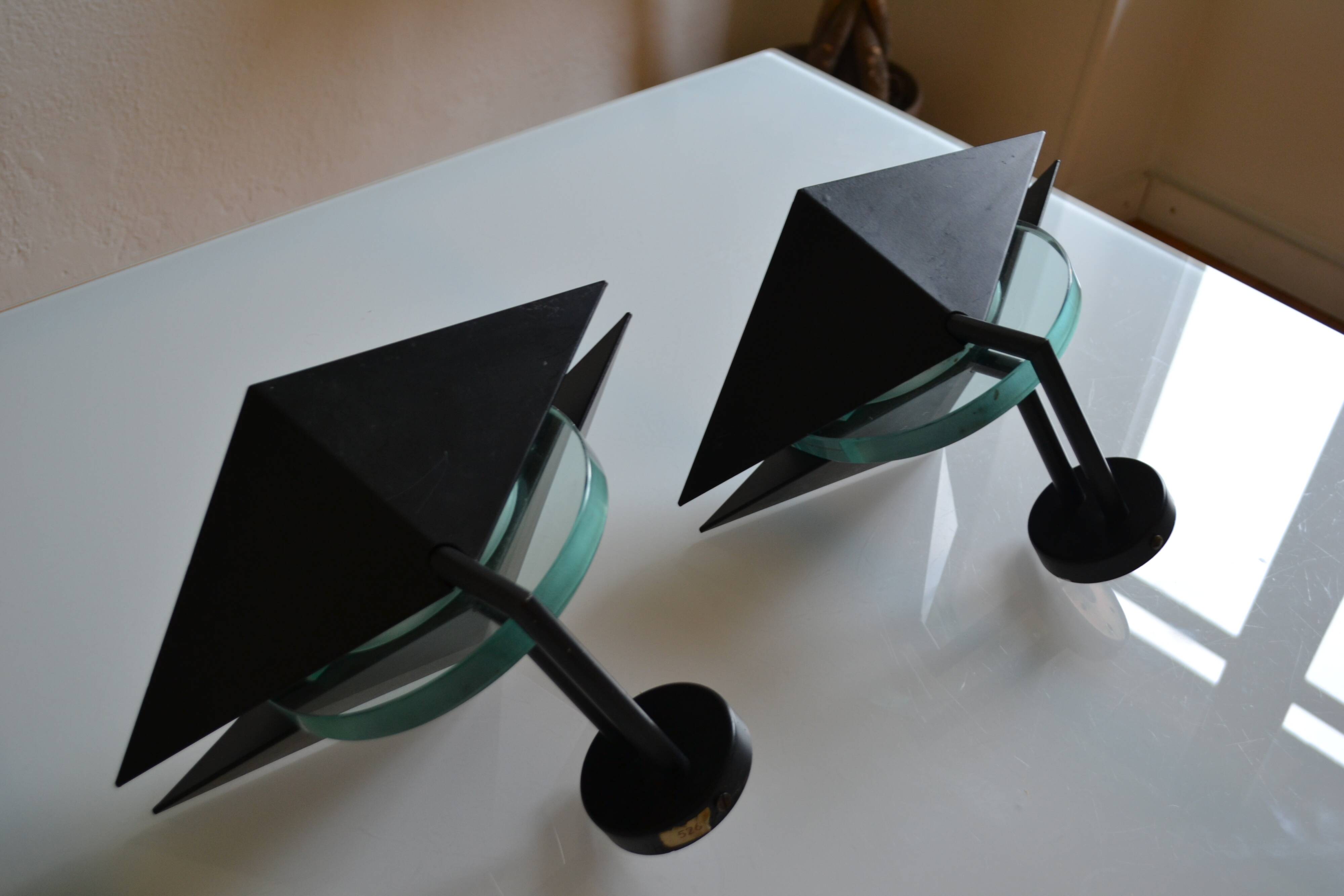 Pair of postmodernist wall sconces, 1980