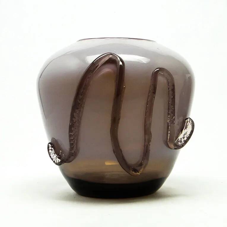 Vase, Polish modernism, purple glass, designed by J. Słuczan-Orkusz, Poland, 1970s