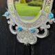 Miroir Vénitien En Verre De Murano Incolore Et Bleu