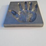 Trinket bowl hand print in 1970s aluminum