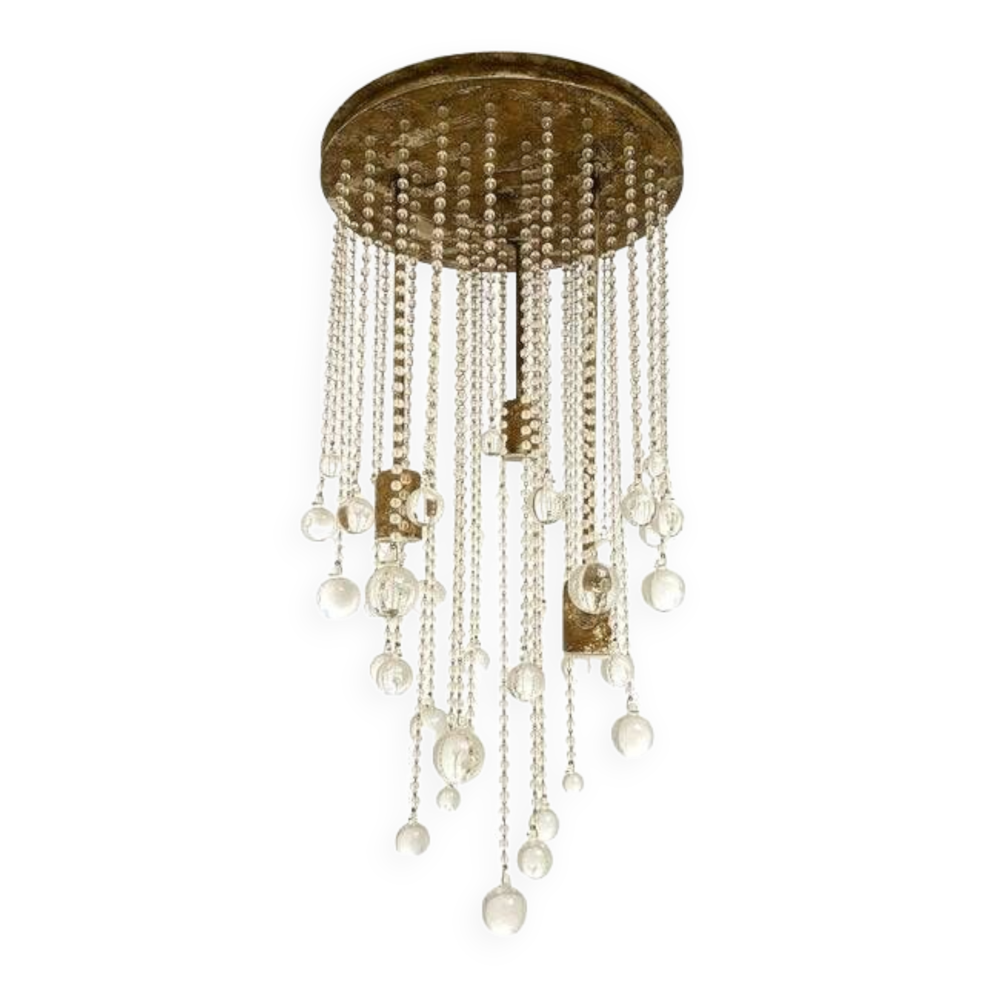 Contemporary cascade of transparent cristals murano glass chandelier
