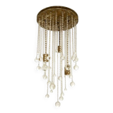 Contemporary cascade of transparent cristals murano glass chandelier