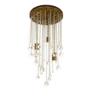 Contemporary cascade of transparent cristals murano glass chandelier