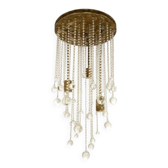 Contemporary cascade of transparent cristals murano glass chandelier