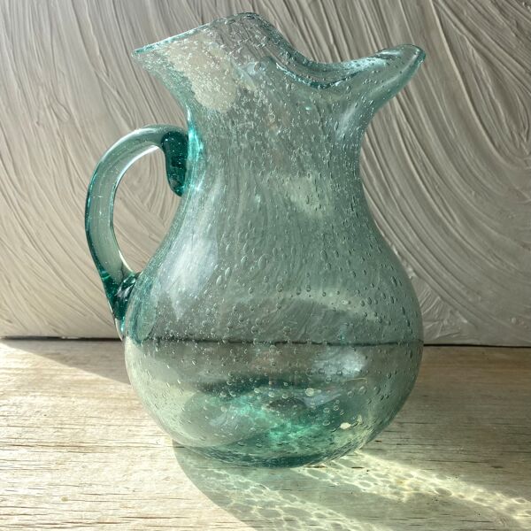 Pichet en verre  soufflé bullé  H24 cm
