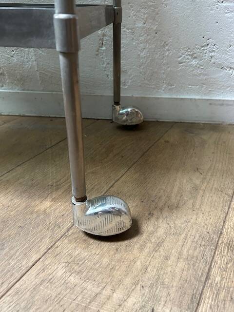 Glass and metal rolling table / serving trolley