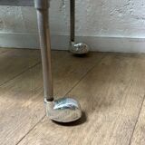 Glass and metal rolling table / serving trolley