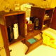Art Deco extra furniture 1920/1940 to install or fix, wooden, central mirror, 2 doors, 1 drawer