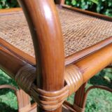 Bamboo and rattan bedside table pair