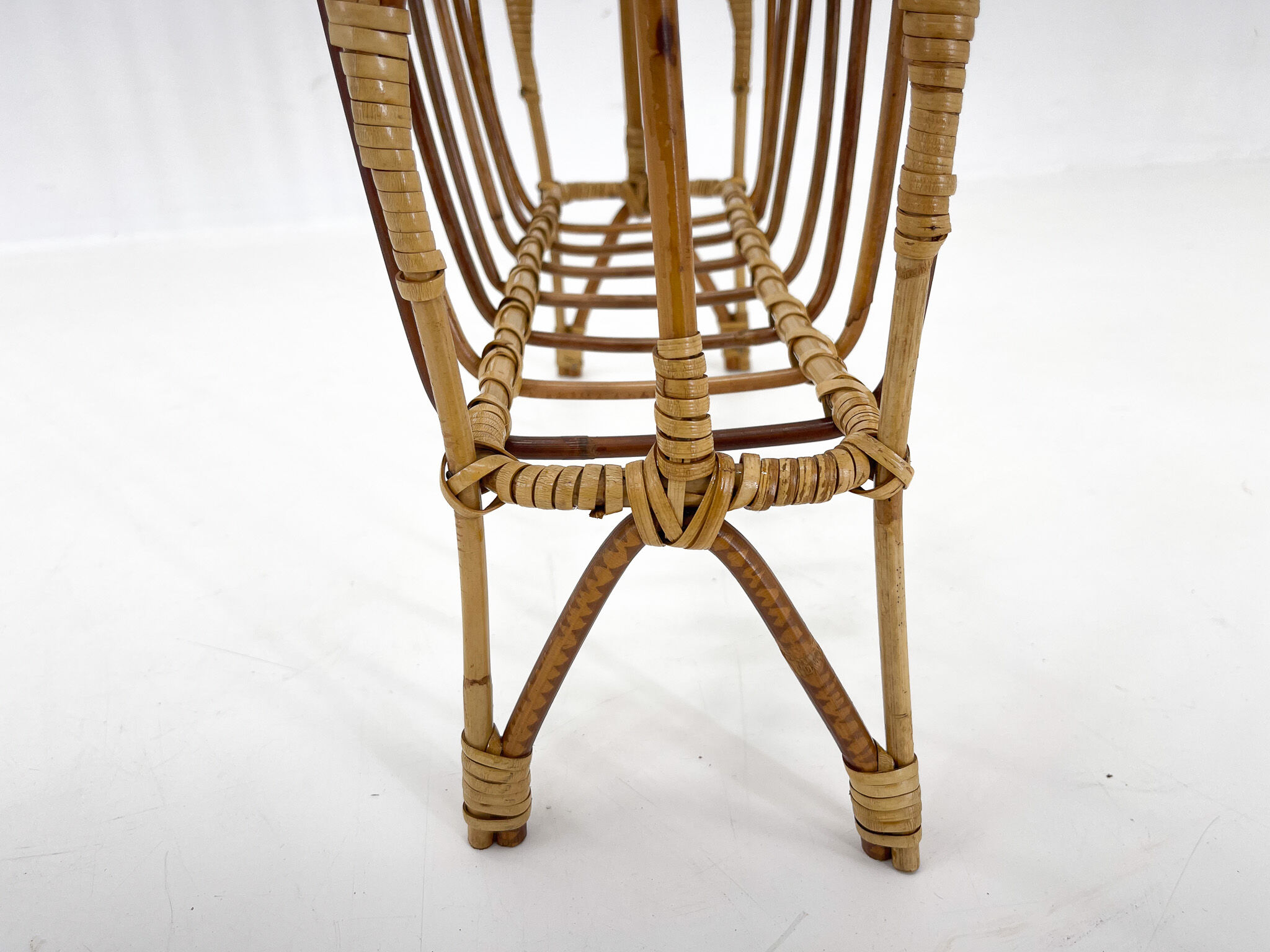 1970s Bamboo Magazine Holder, Czechoslovakia