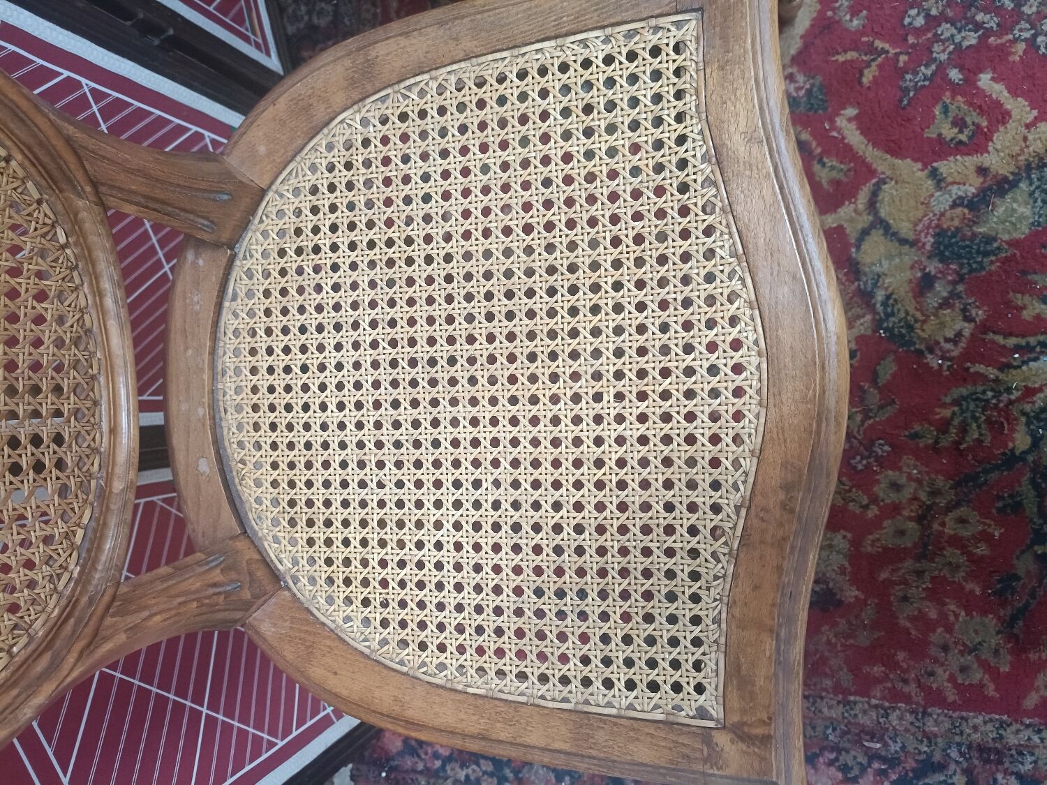 Louis XVI style medallion chairs, canned seat and back